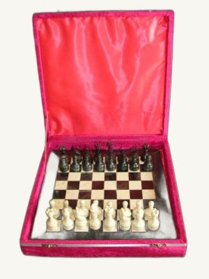 Fancy Box Chess Set 12 Inch - handcrafted natural stone from Pakistan - Pak Expo