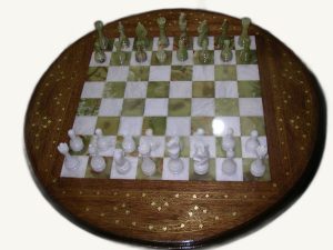 Onyx Chess Wood Carved Border 36 Inch - handcrafted natural onyx from Pakistan - Pak Expo